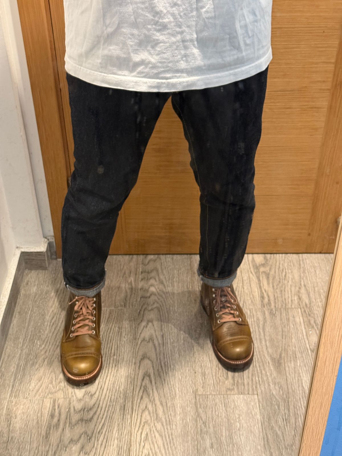 Photo by hype.inu on March 11, 2025 of the John Lofgren Combat Boots in Horween Dark Olive Chromexcel.