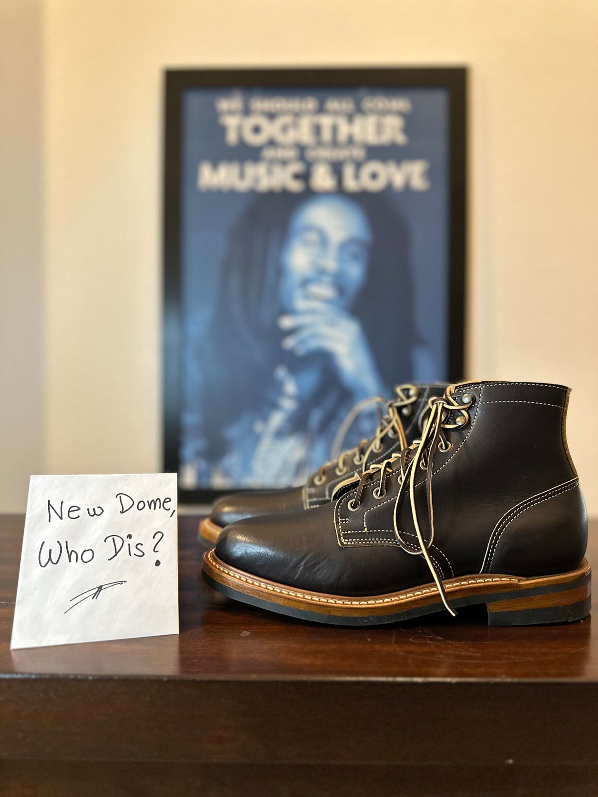 Photo by TheRuggedRounder on October 1, 2025 of the Truman Plain Toe Boot in Black Teacore.