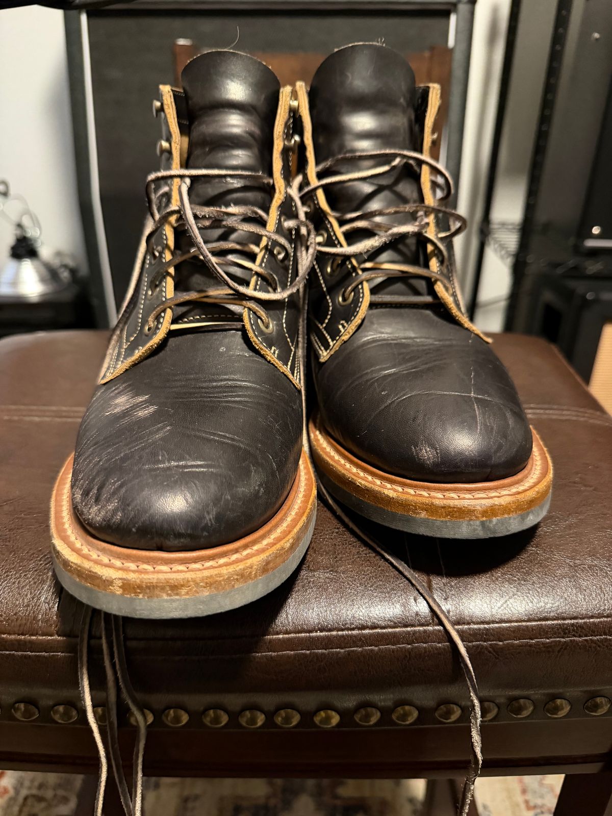 Photo by TheRuggedRounder on October 8, 2025 of the Truman Plain Toe Boot in Black Teacore.