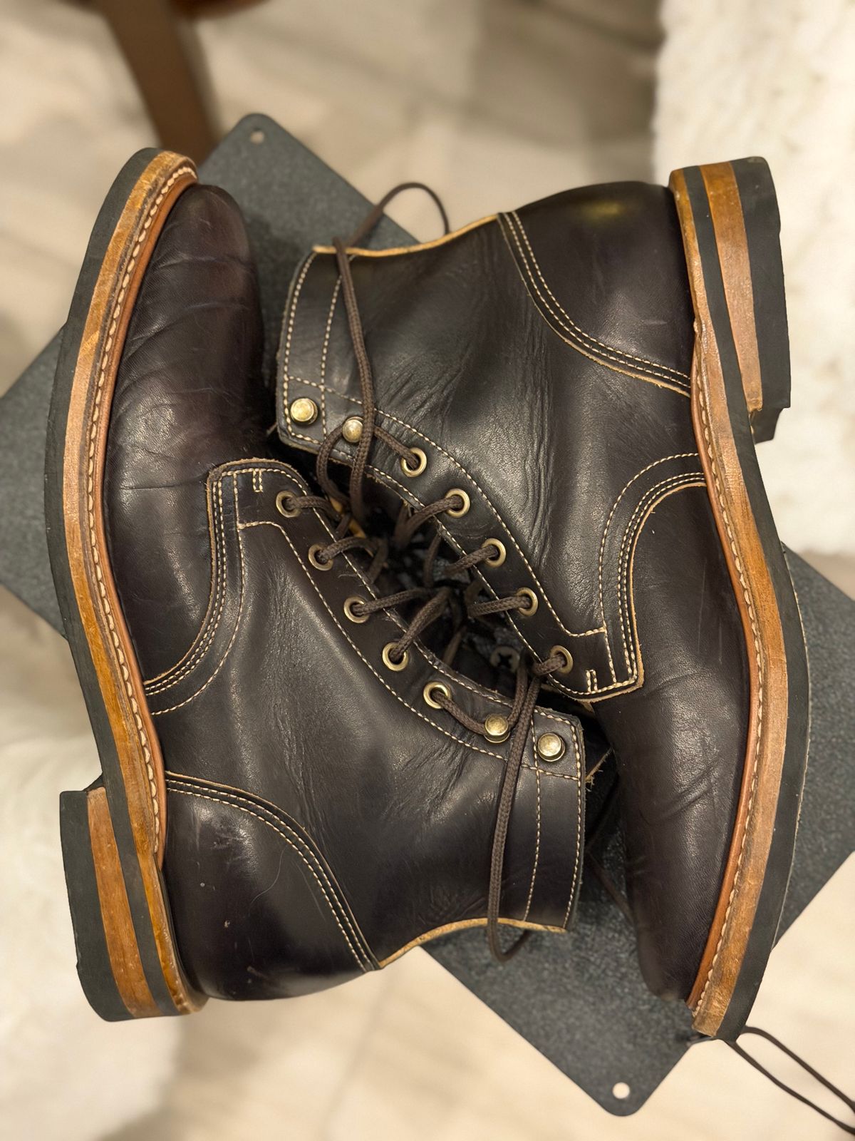 Photo by TheRuggedRounder on November 1, 2025 of the Truman Plain Toe Boot in Black Teacore.