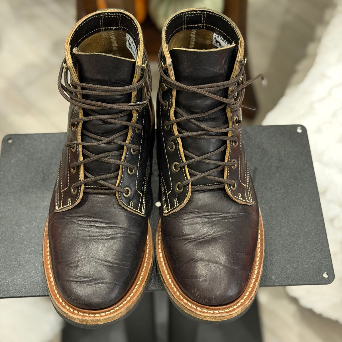 Photo by TheRuggedRounder on November 1, 2025 of the Truman Plain Toe Boot in Black Teacore.