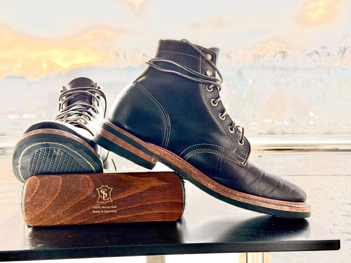 Photo by TheRuggedRounder on November 23, 2025 of the Truman Plain Toe Boot in Black Teacore.