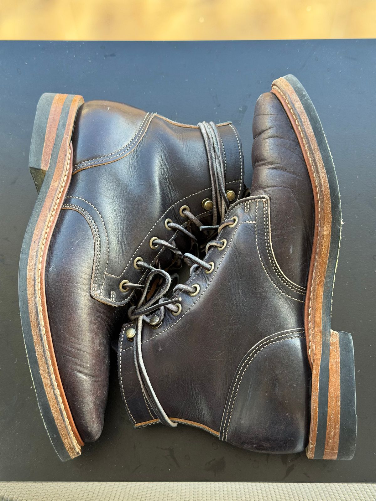 Photo by TheRuggedRounder on November 28, 2025 of the Truman Plain Toe Boot in Black Teacore.