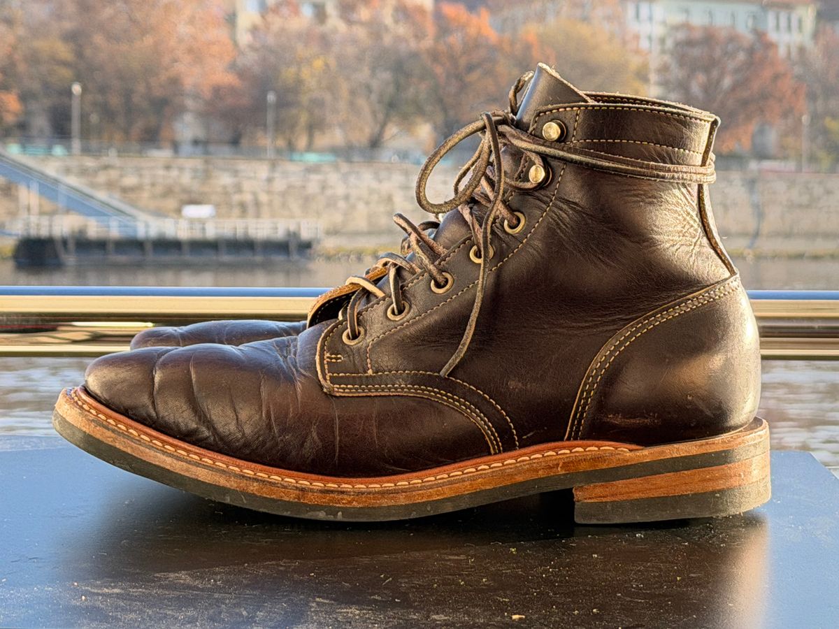 Photo by TheRuggedRounder on November 28, 2025 of the Truman Plain Toe Boot in Black Teacore.