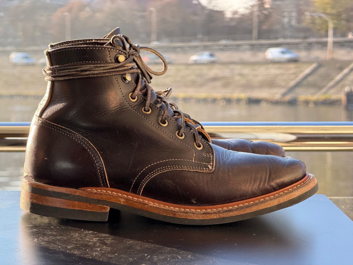 Photo by TheRuggedRounder on November 28, 2025 of the Truman Plain Toe Boot in Black Teacore.