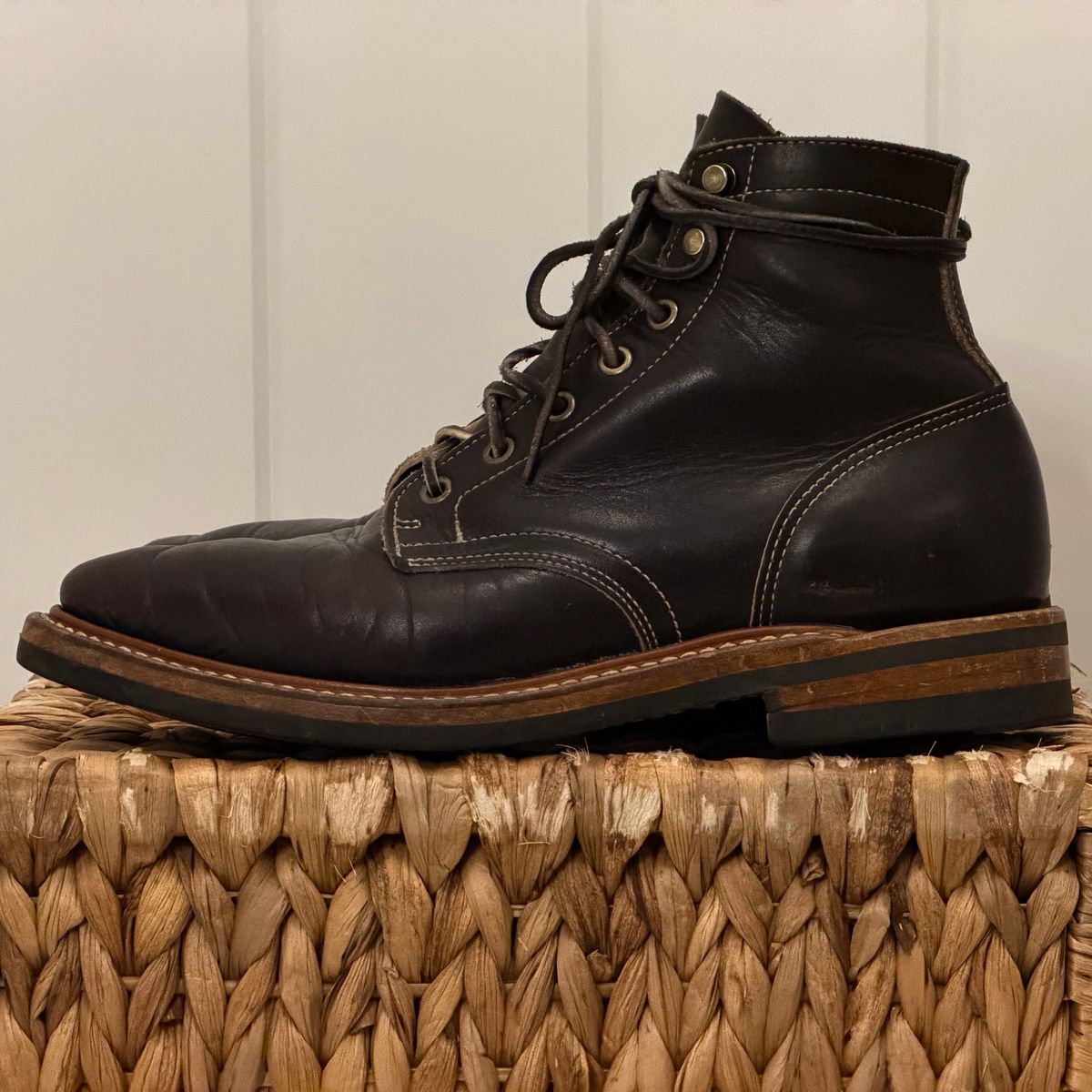 Photo by TheRuggedRounder on January 2, 2026 of the Truman Plain Toe Boot in Black Teacore.