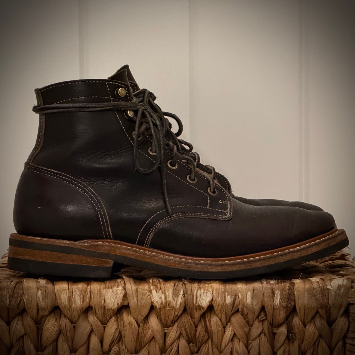 Photo by TheRuggedRounder on January 2, 2026 of the Truman Plain Toe Boot in Black Teacore.