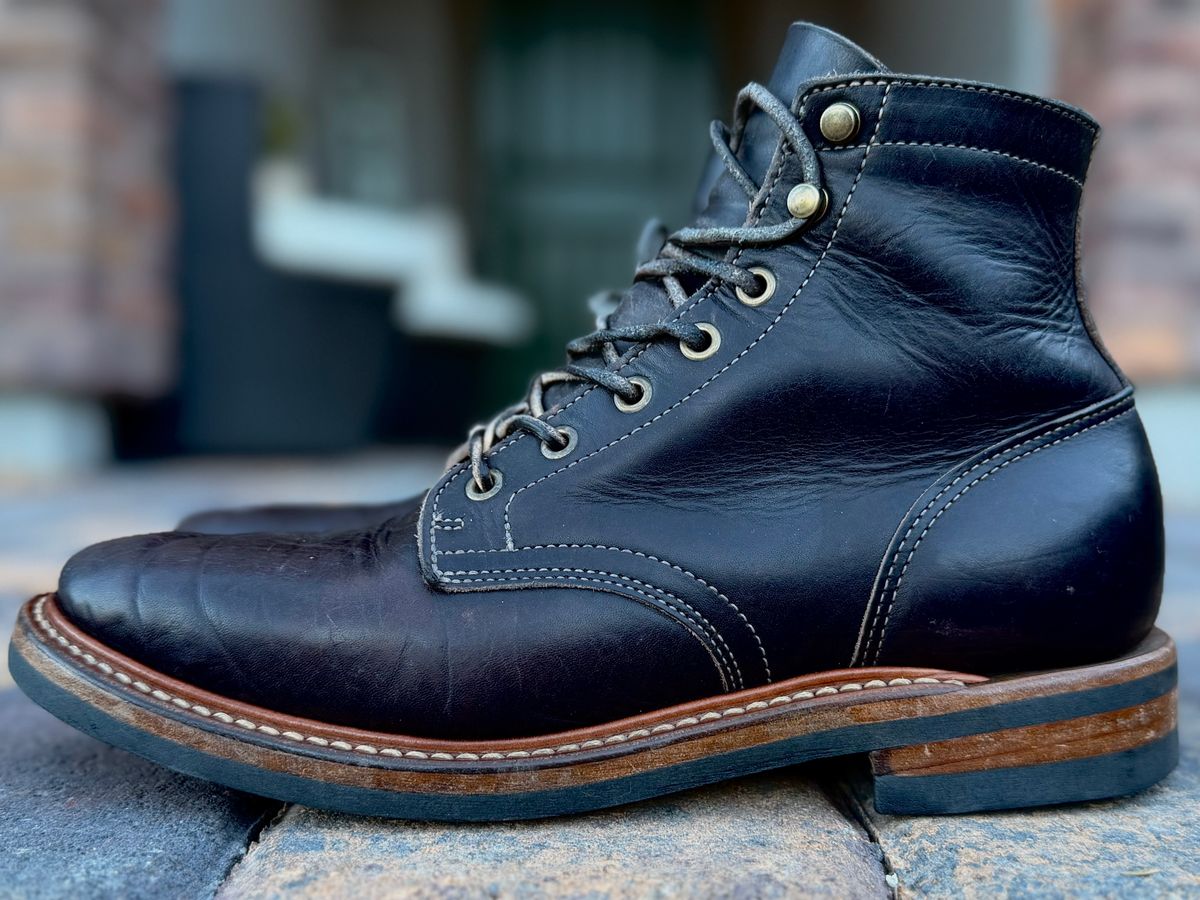 Photo by TheRuggedRounder on February 5, 2026 of the Truman Plain Toe Boot in Black Teacore.
