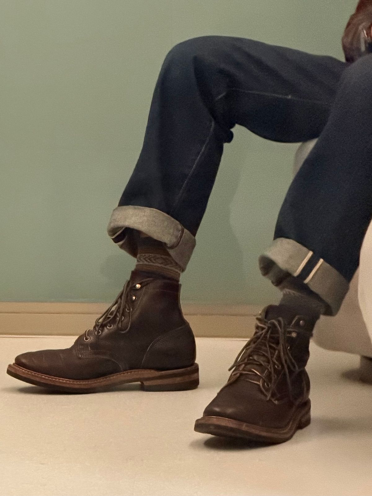 Photo by TheRuggedRounder on February 21, 2026 of the Truman Plain Toe Boot in Black Teacore.