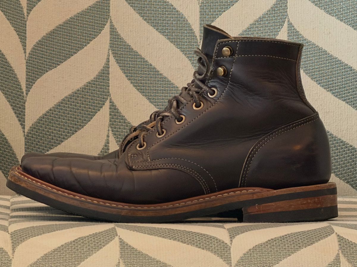 Photo by TheRuggedRounder on March 2, 2026 of the Truman Plain Toe Boot in Black Teacore.