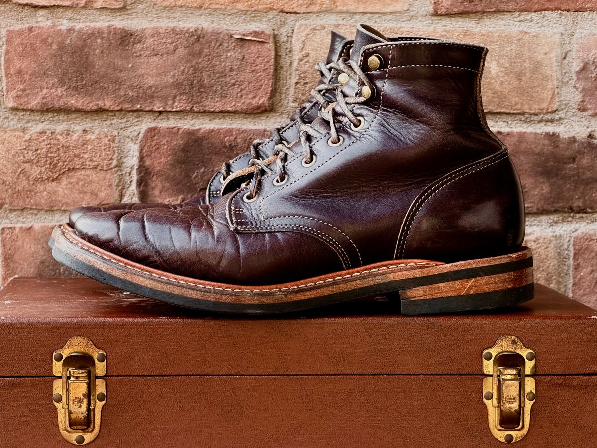 Photo by TheRuggedRounder on April 2, 2026 of the Truman Plain Toe Boot in Black Teacore.