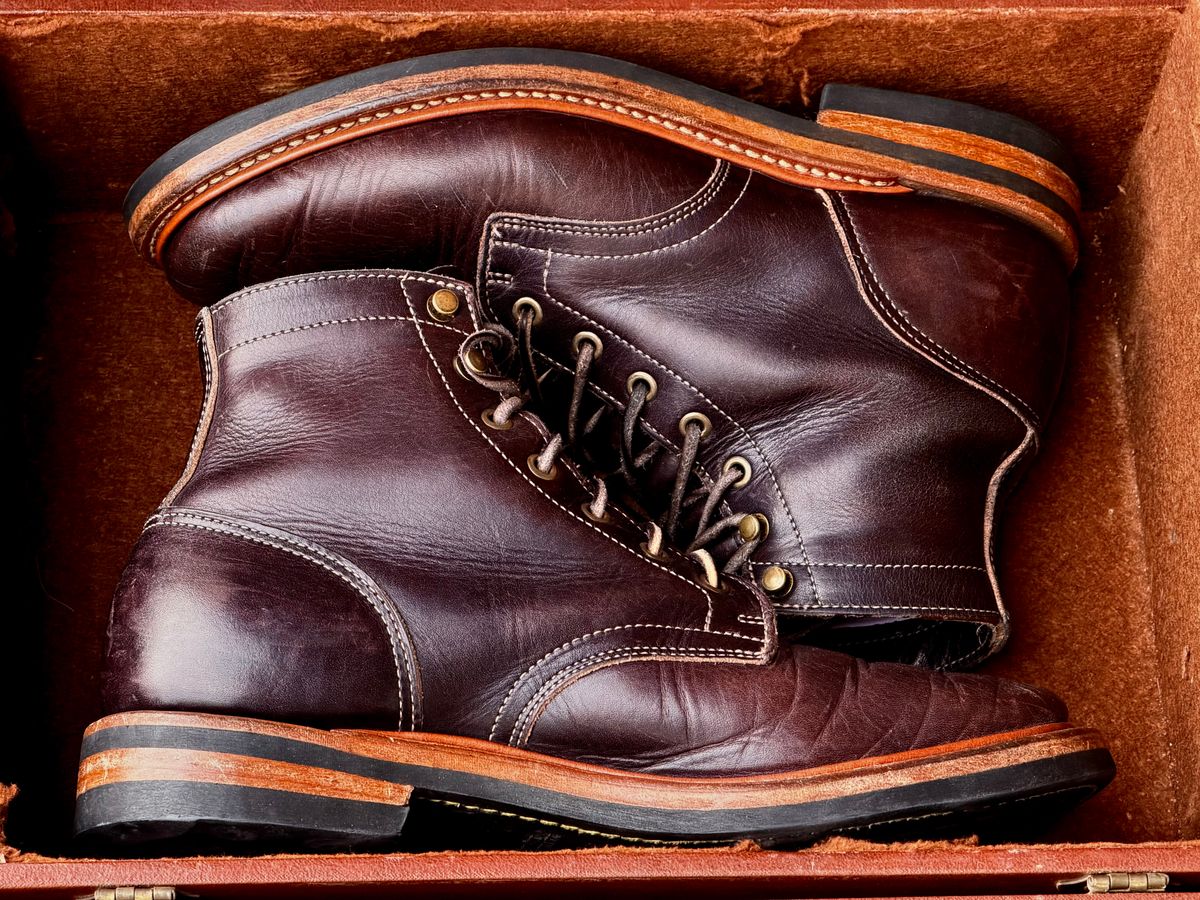Photo by TheRuggedRounder on April 2, 2026 of the Truman Plain Toe Boot in Black Teacore.