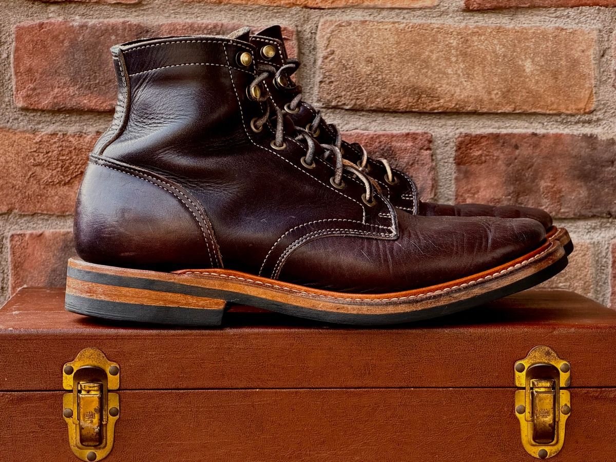 Photo by TheRuggedRounder on April 2, 2026 of the Truman Plain Toe Boot in Black Teacore.