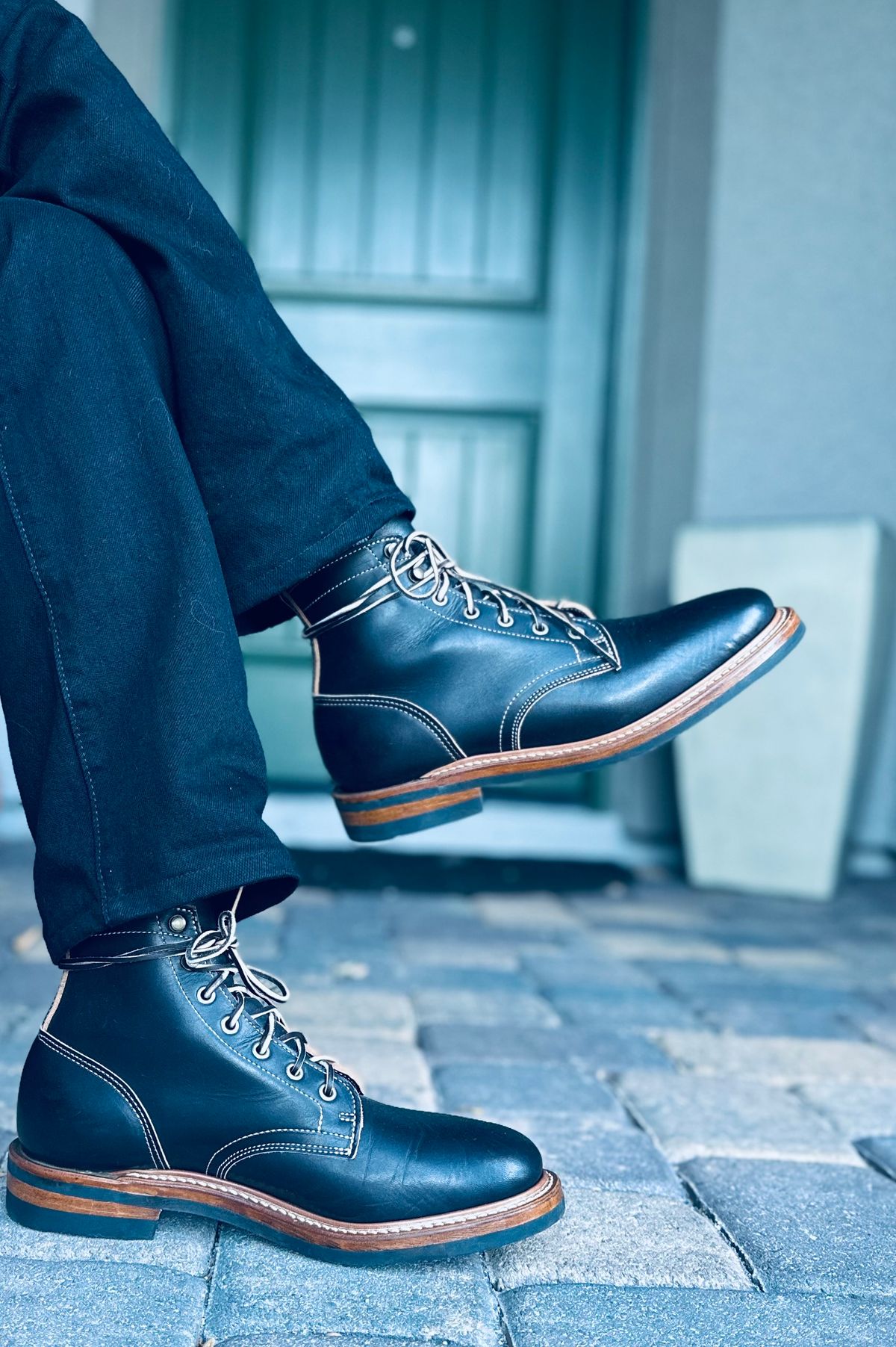 Photo by TheRuggedRounder on October 2, 2025 of the Truman Plain Toe Boot in Black Teacore.