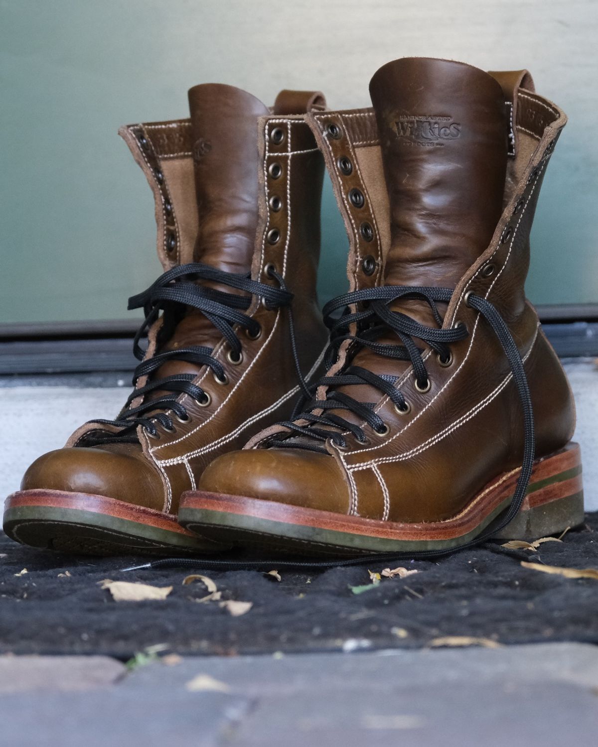 Photo by TheRuggedRounder on June 23, 2026 of the Willie's Handmade Boots Monkey Boot in Horween Dark Olive Chromexcel.