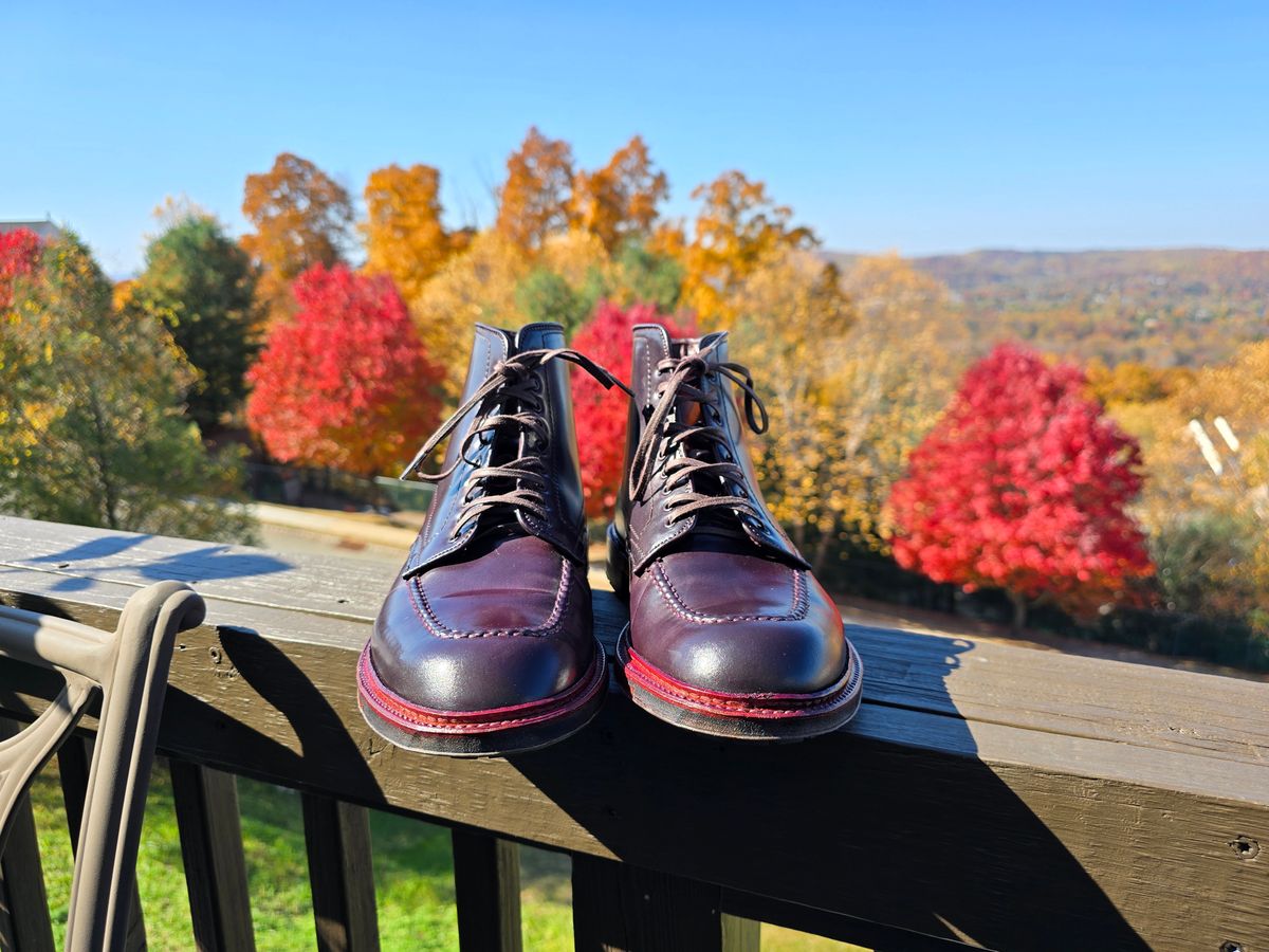 Photo by johannarceo on November 3, 2024 of the Alden Indy Boot in Horween Color 8 Shell Cordovan.