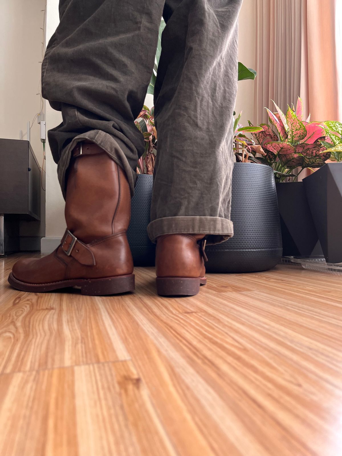 Photo by jen44 on July 6, 2025 of the Red Wing Engineer in S.B. Foot Amber Harness.