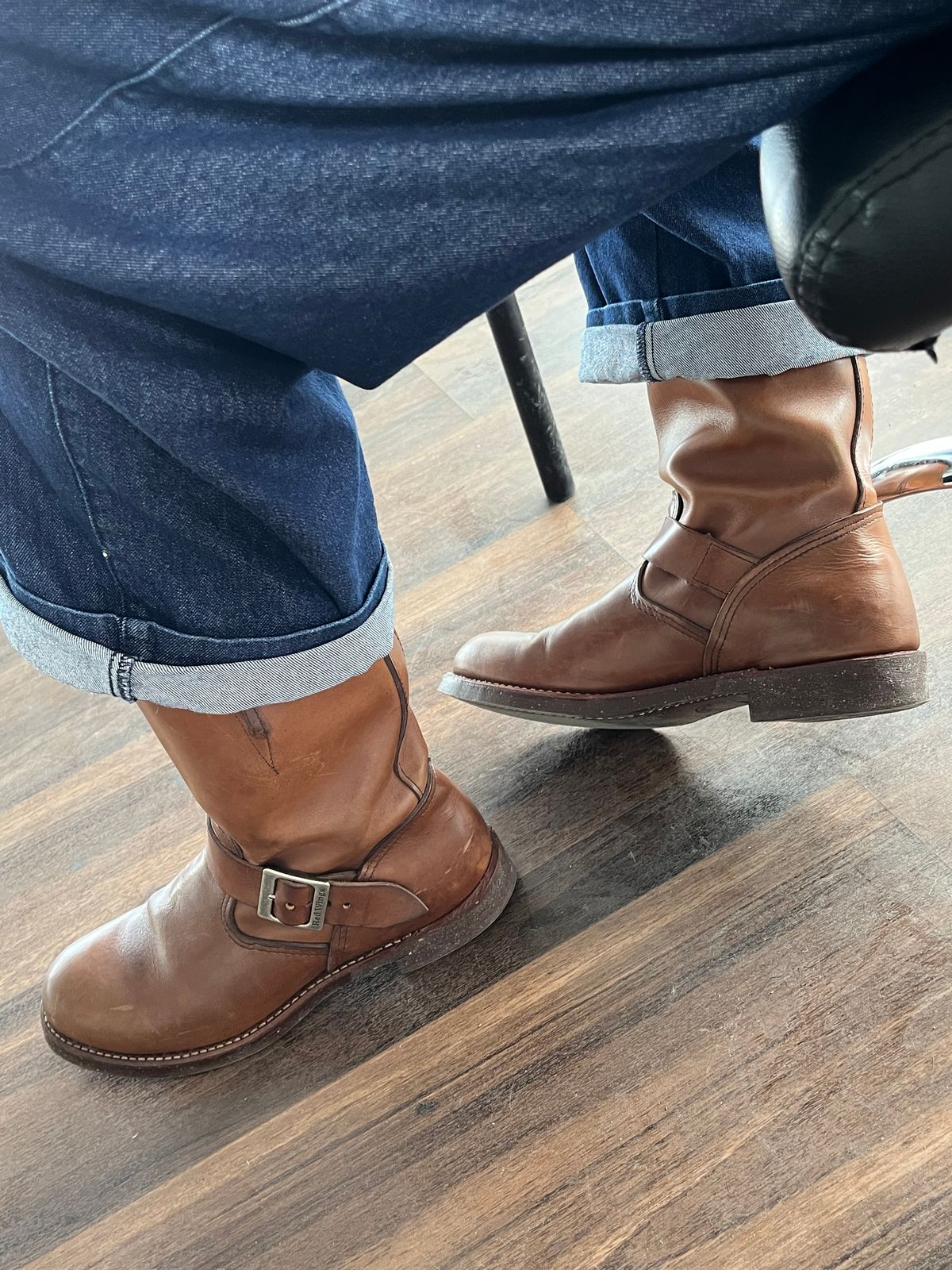 Photo by jen44 on October 17, 2025 of the Red Wing Engineer in S.B. Foot Amber Harness.