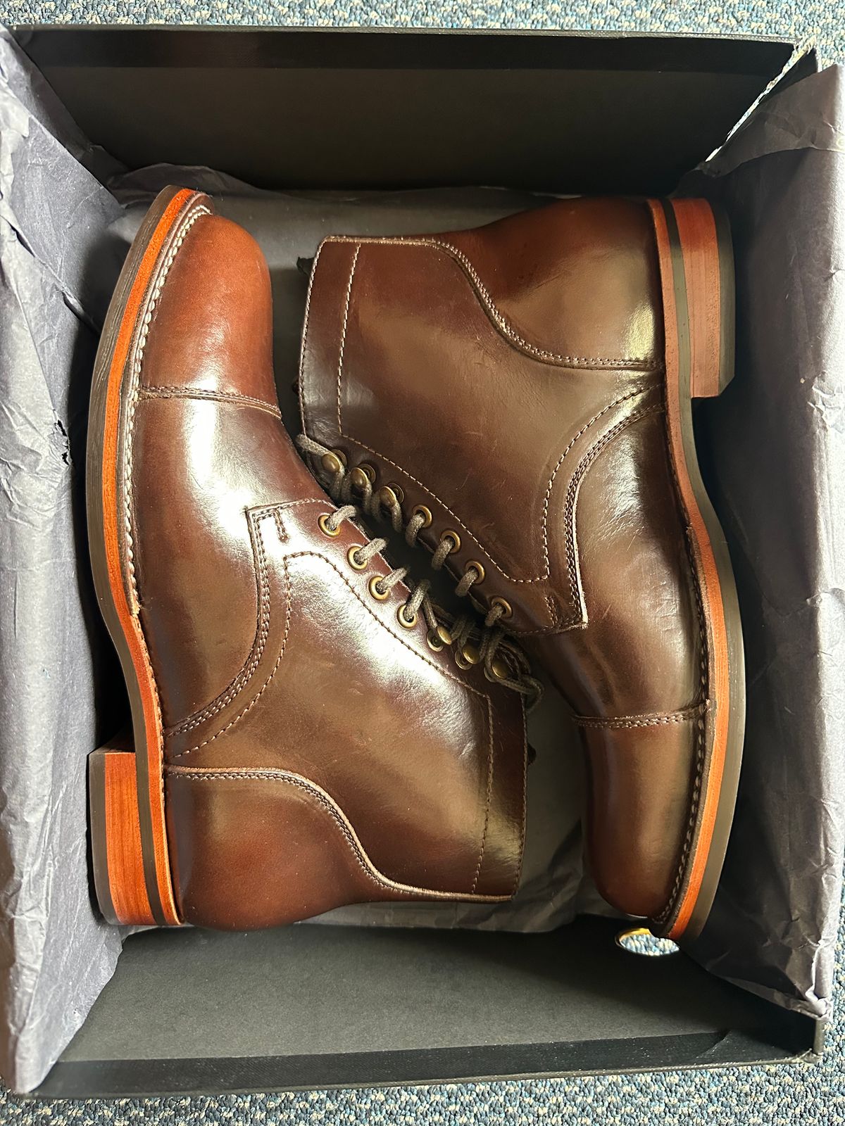 Photo by abhshkap on May 24, 2025 of the Blkbrd Shoemaker Luchador Custom in Horween Brown Chromexcel.