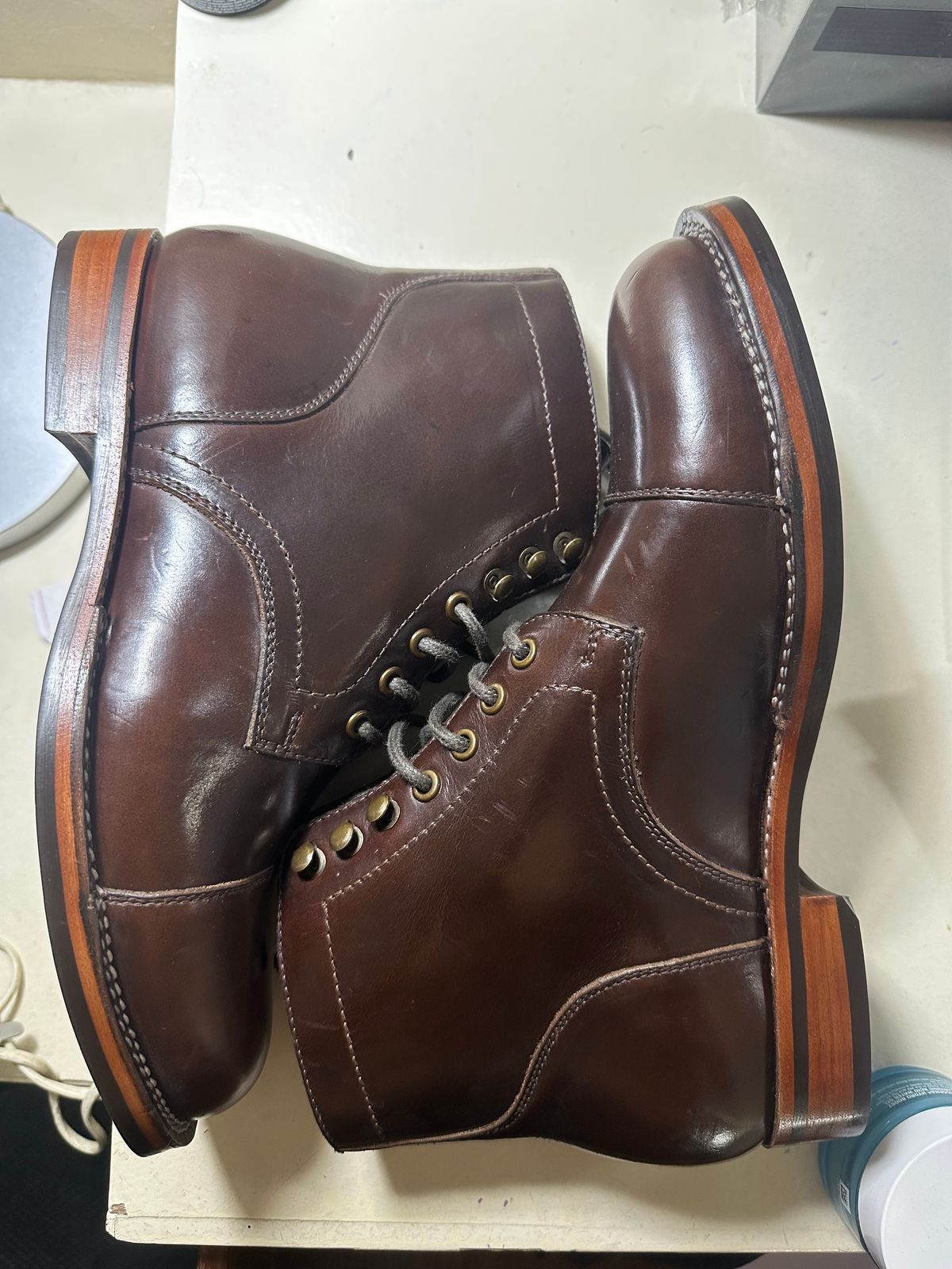 Photo by abhshkap on May 24, 2025 of the Blkbrd Shoemaker Luchador Custom in Horween Brown Chromexcel.