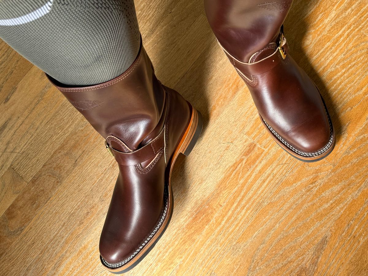 Photo by BigDawg308 on July 12, 2025 of the Wesco Mister Lou in Horween Brown Chromexcel.