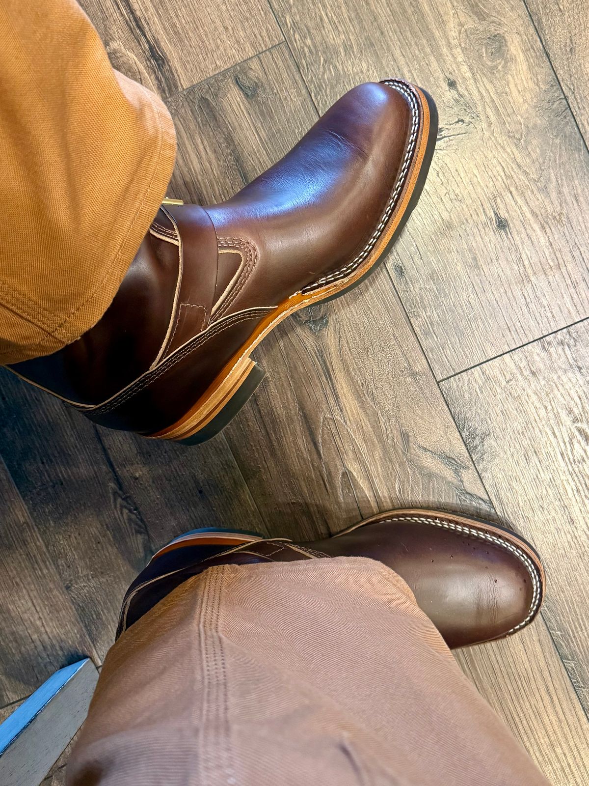 Photo by BigDawg308 on July 18, 2025 of the Wesco Mister Lou in Horween Brown Chromexcel.