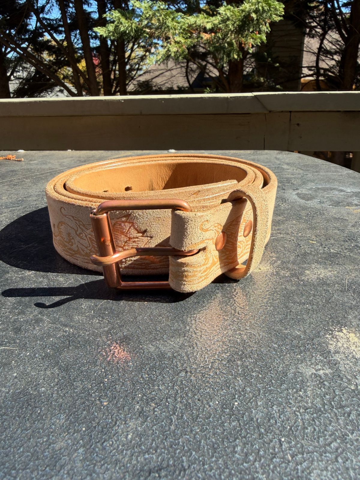 Photo by BigDawg308 on November 4, 2025 of the Harker Leatherworks Kraken Custom MTO in J&FJ Baker Natural Oak Bark Bridle Roughout.