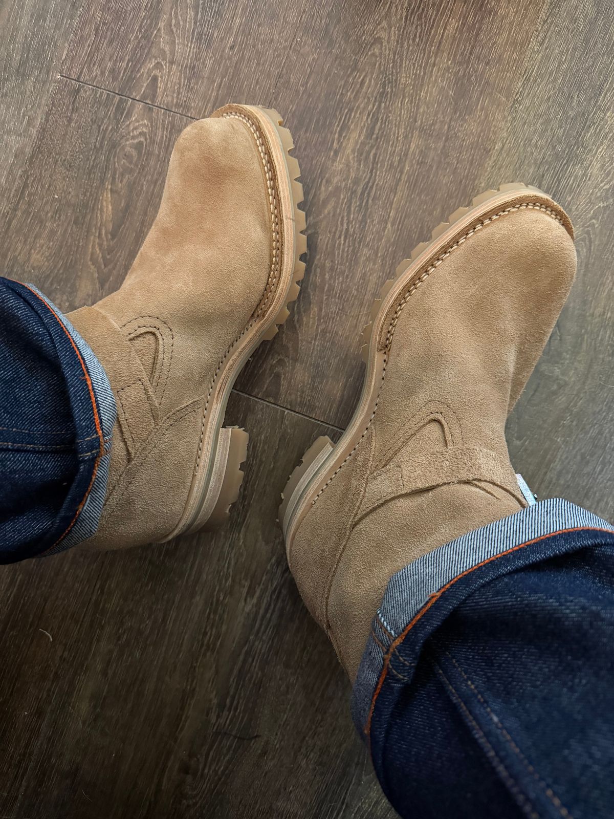 Photo by BigDawg308 on October 25, 2025 of the Wesco x Iron Shop Provisions Boss in Seidel Burlap Roughout.