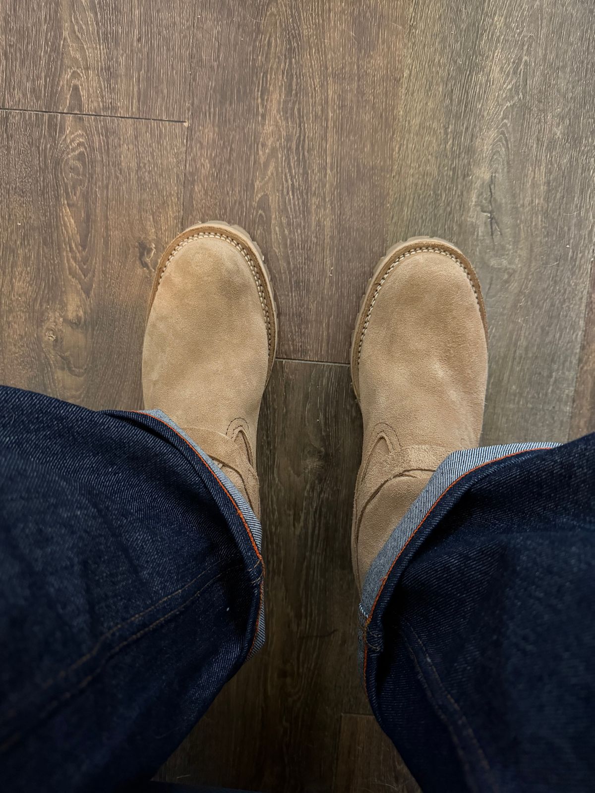 Photo by BigDawg308 on October 25, 2025 of the Wesco x Iron Shop Provisions Boss in Seidel Burlap Roughout.