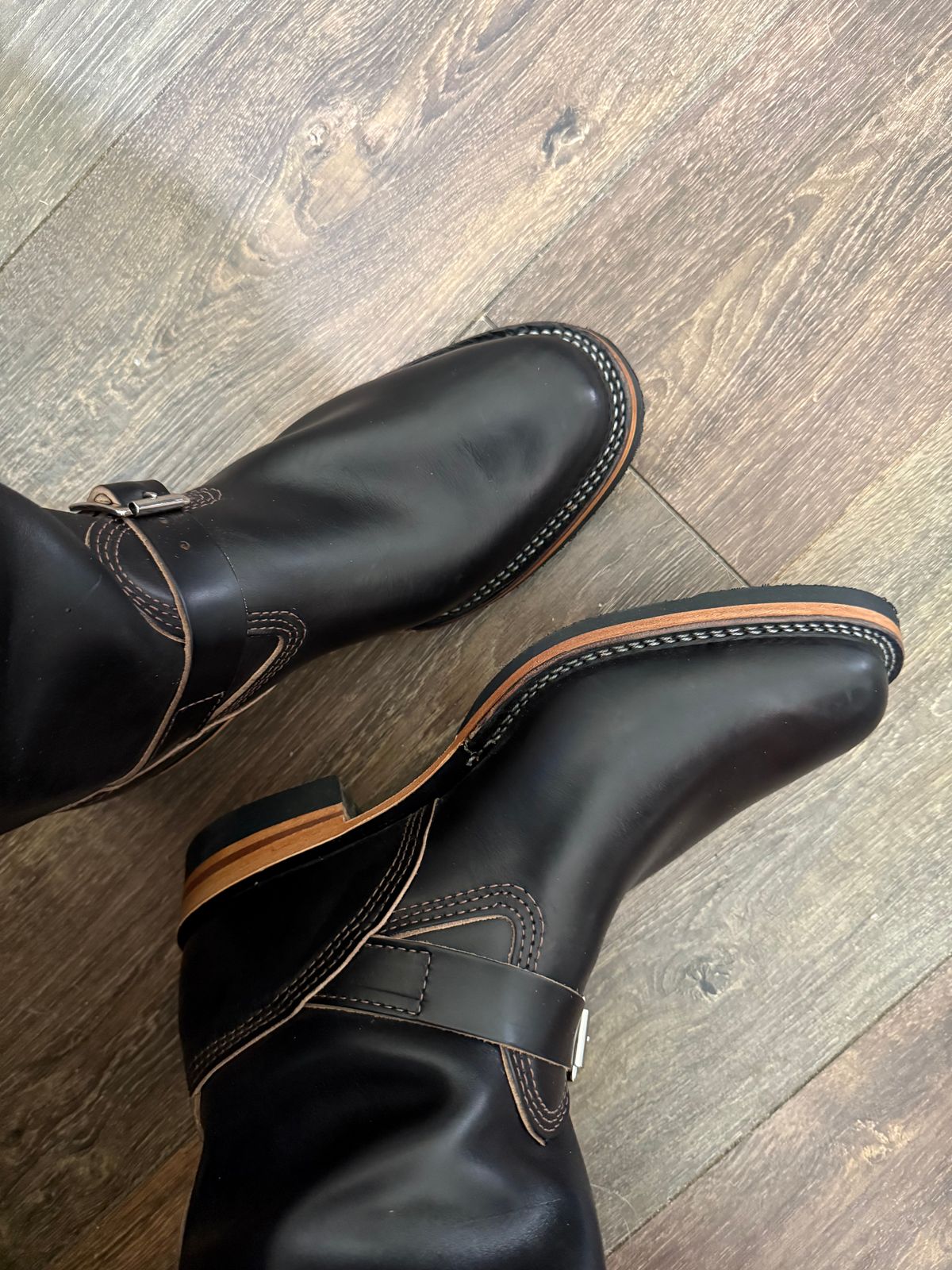 Photo by BigDawg308 on July 2, 2025 of the Wesco Mister Lou in Horween Black Chromexcel Horsehide.