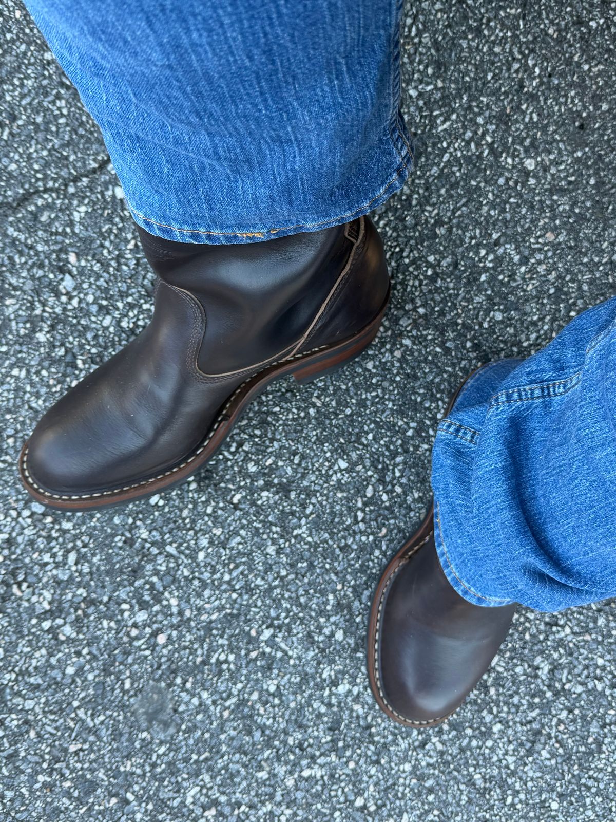 Photo by BigDawg308 on October 23, 2025 of the White's x Harley Davidson Stockman Pull-On in Horween Overdyed Brown Chromexcel.