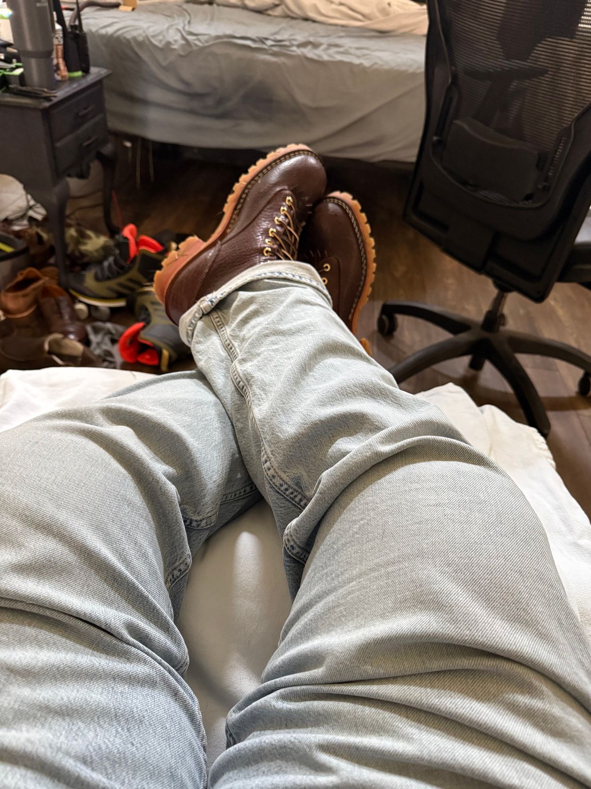 Photo by BigDawg308 on June 20, 2025 of the Nicks Lace To Toe in Law Tanning Walnut Smooth Shruken Bison.