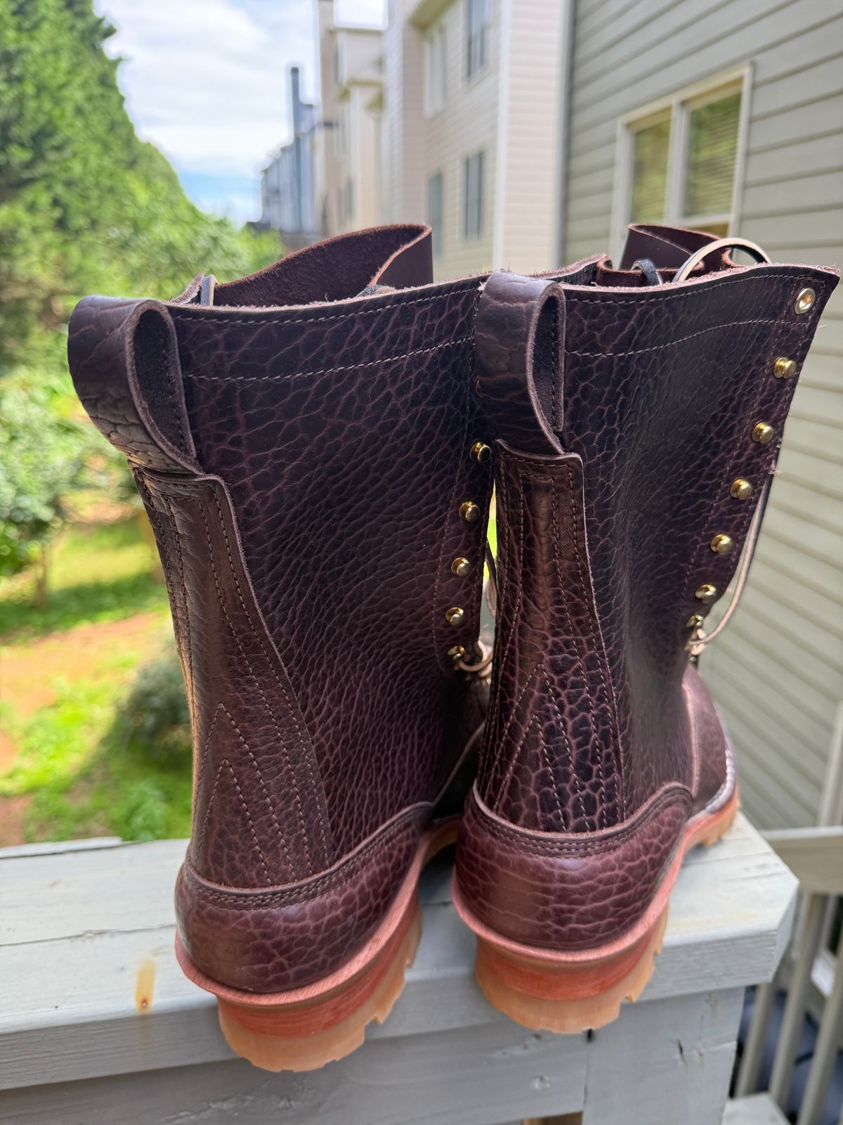 Photo by BigDawg308 on June 19, 2025 of the Nicks Lace To Toe in Law Tanning Walnut Smooth Shruken Bison.