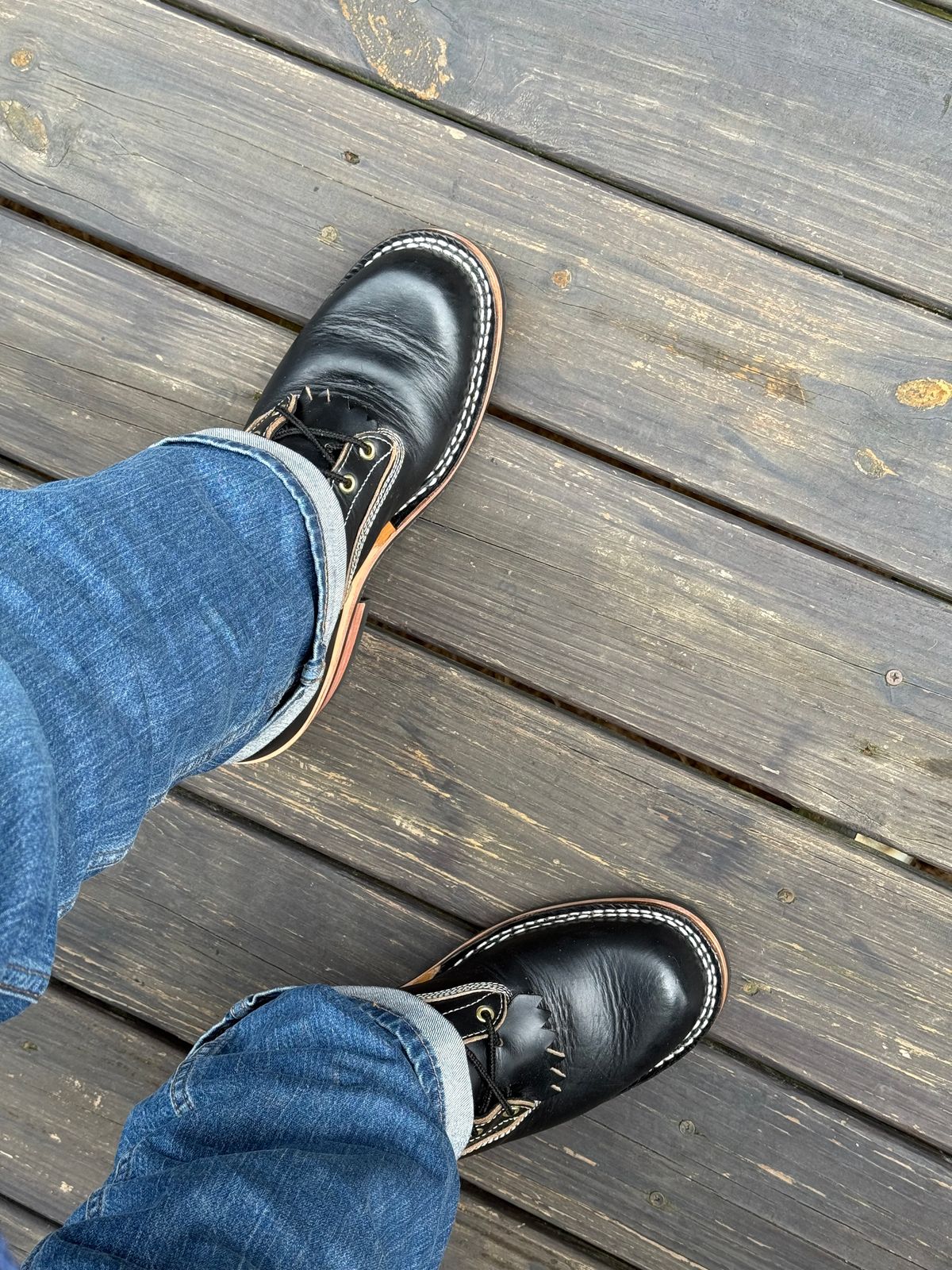 Photo by BigDawg308 on June 9, 2025 of the Frank's Boots Wilson in Horween Black Chromexcel.