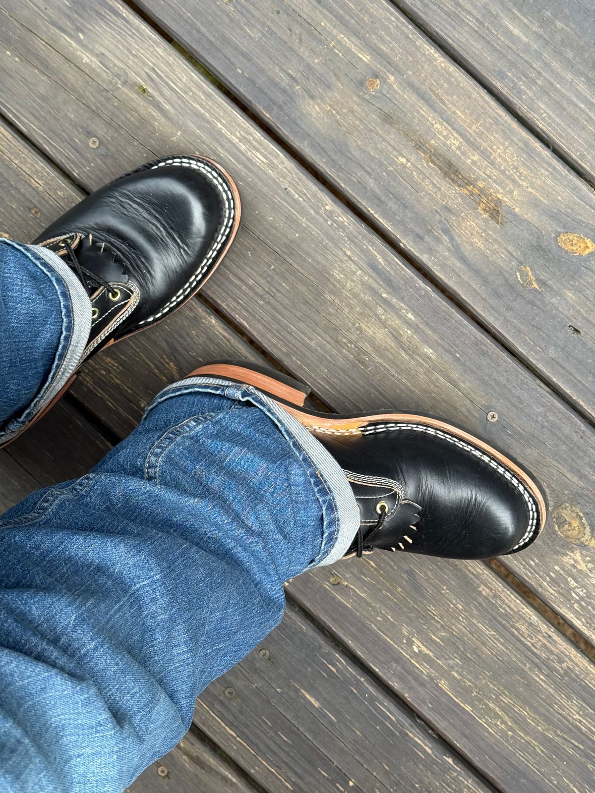 Photo by BigDawg308 on June 9, 2025 of the Frank's Boots Wilson in Horween Black Chromexcel.