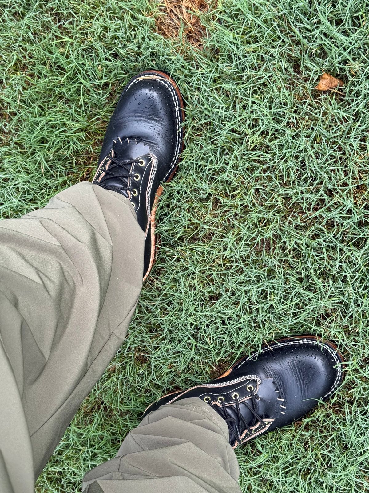 Photo by BigDawg308 on June 27, 2025 of the Frank's Boots Wilson in Horween Black Chromexcel.