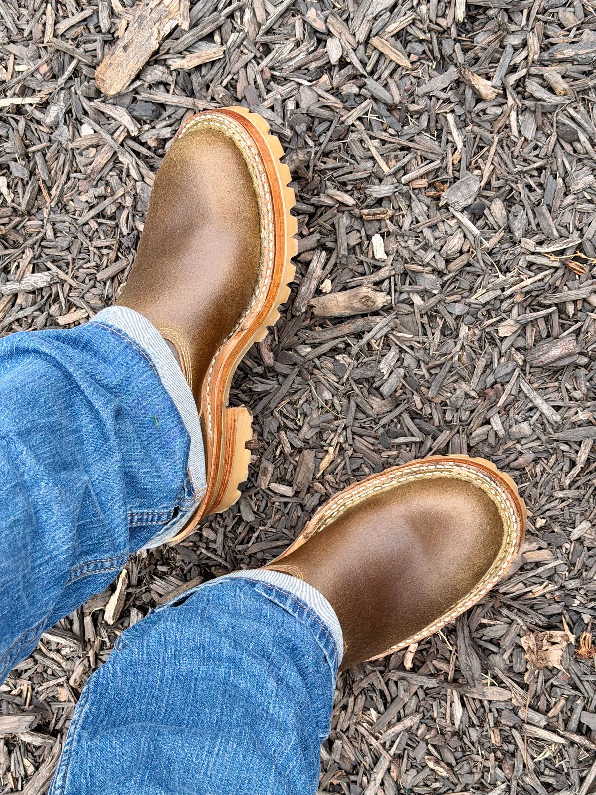 Photo by BigDawg308 on September 26, 2025 of the White's Nomad Engineer Boots in Horween Olive Waxed Flesh.