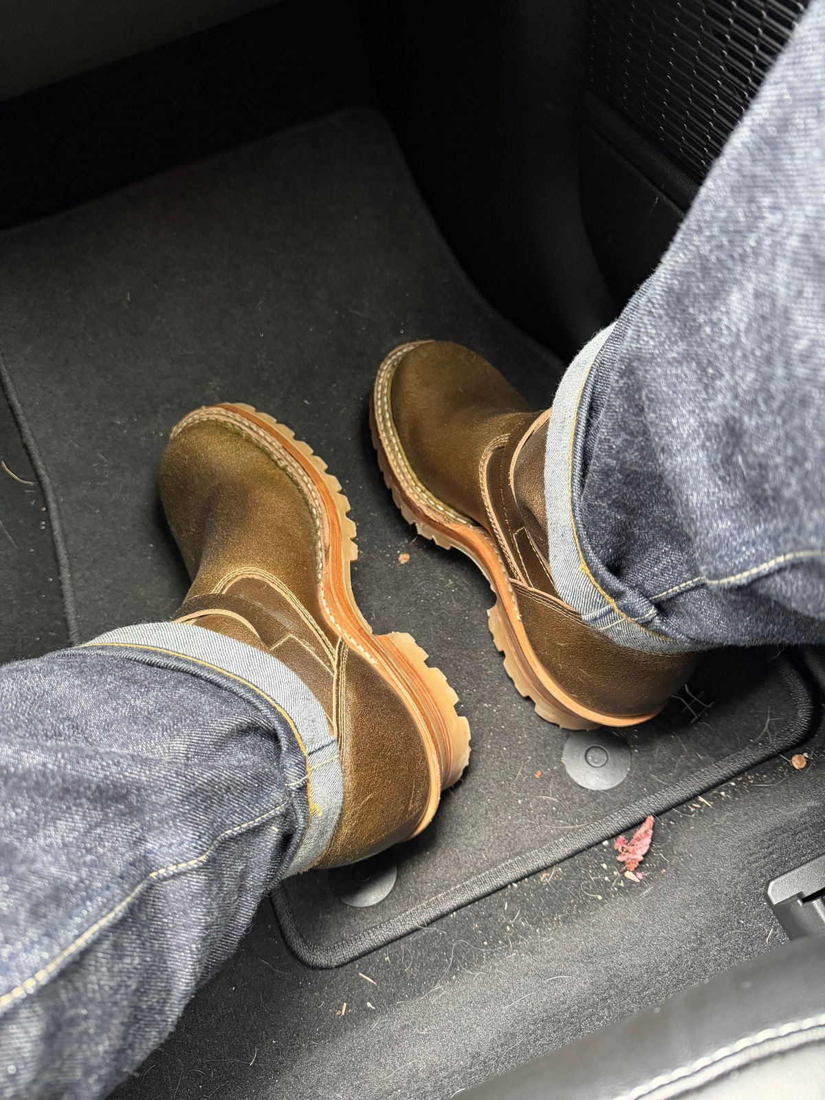 Photo by BigDawg308 on November 25, 2025 of the White's Nomad Engineer Boots in Horween Olive Waxed Flesh.