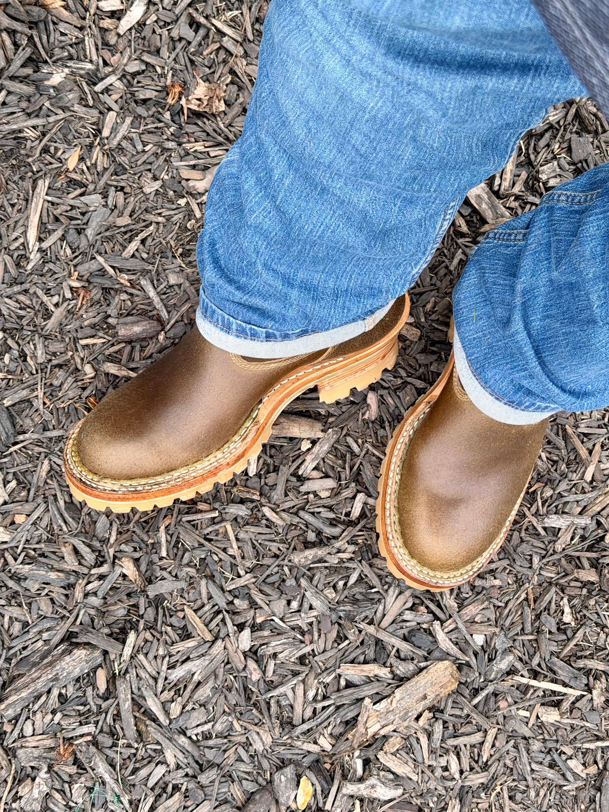 Photo by BigDawg308 on September 26, 2025 of the White's Nomad Engineer Boots in Horween Olive Waxed Flesh.