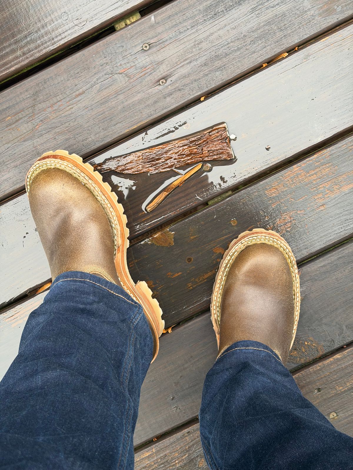 Photo by BigDawg308 on December 8, 2025 of the White's Nomad Engineer Boots in Horween Olive Waxed Flesh.