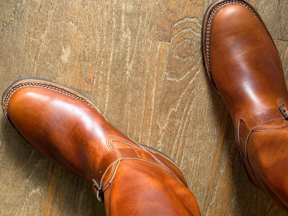 Photo by BigDawg308 on August 6, 2025 of the Wesco Boss Engineer Boot in Seidel British Tan Domain.