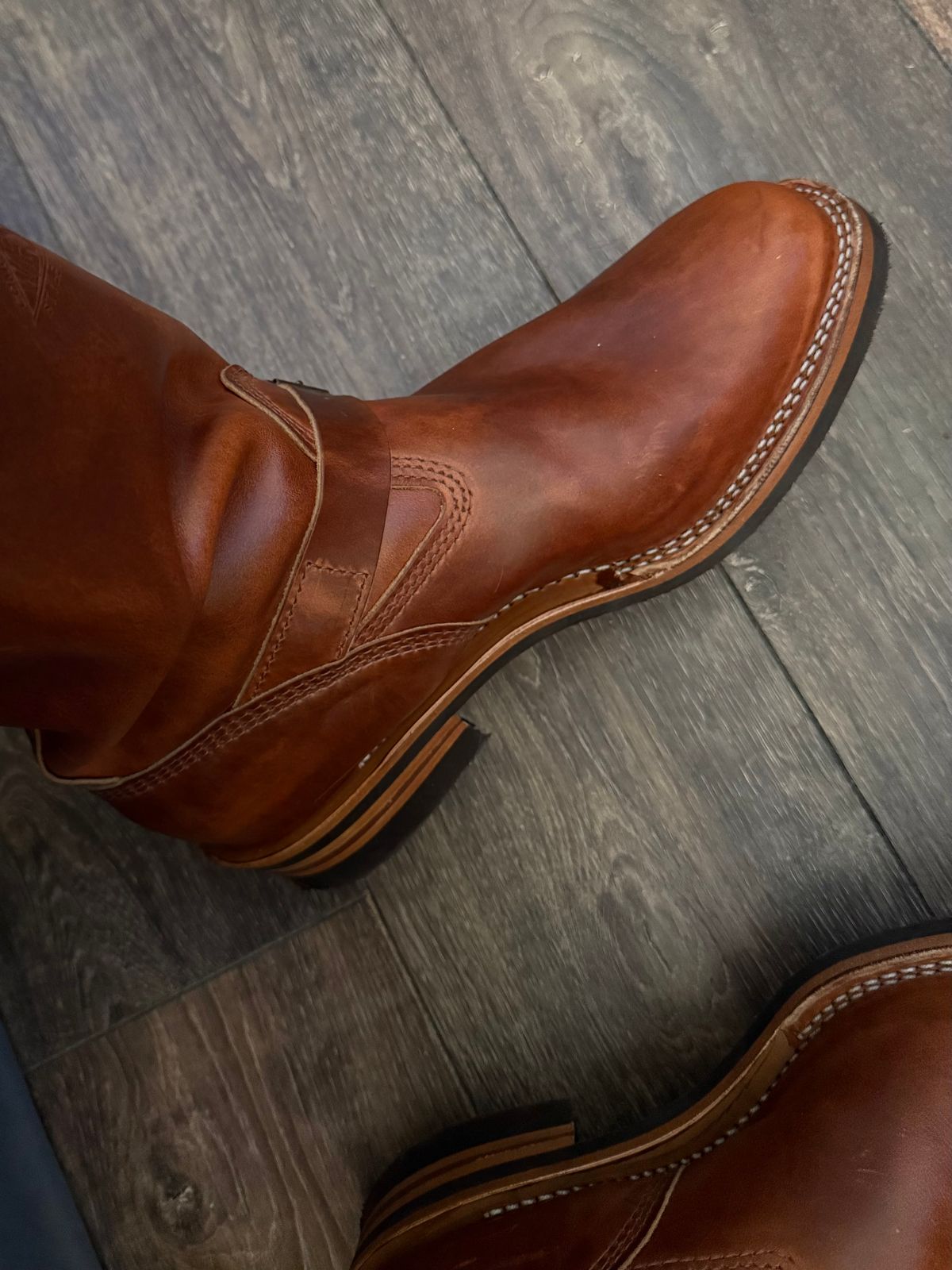Photo by BigDawg308 on August 6, 2025 of the Wesco Boss Engineer Boot in Seidel British Tan Domain.