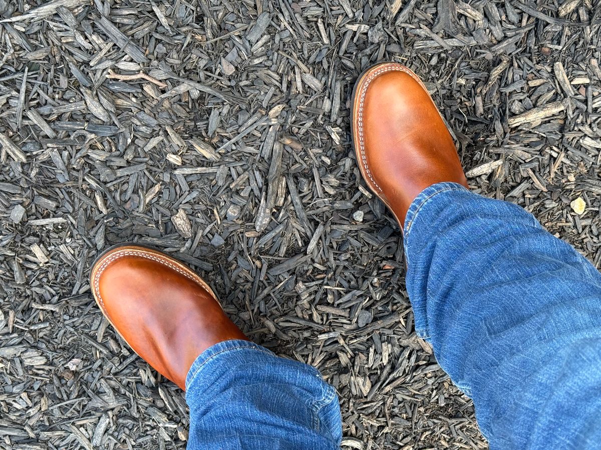 Photo by BigDawg308 on August 16, 2025 of the Wesco Boss Engineer Boot in Seidel British Tan Domain.