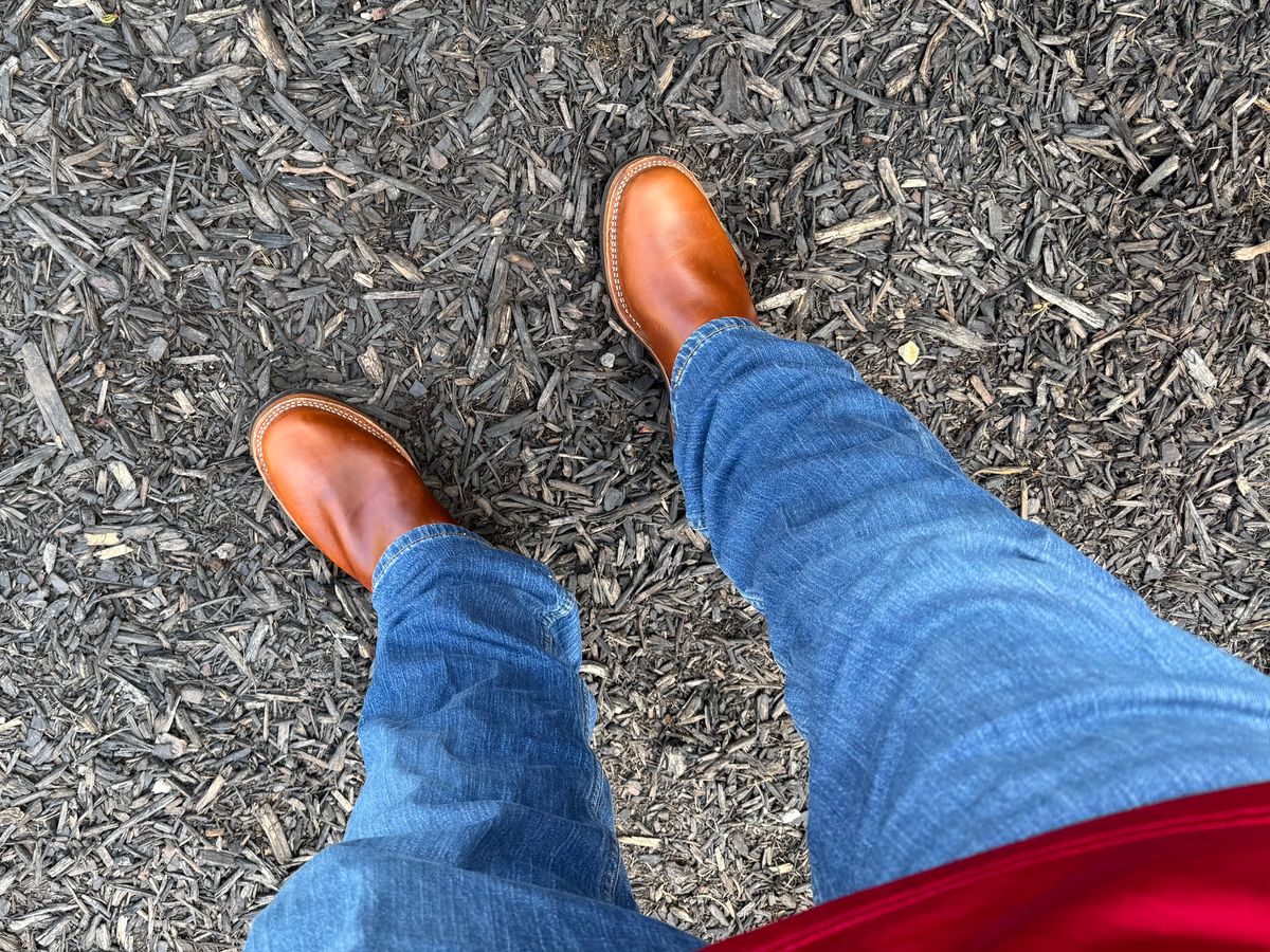 Photo by BigDawg308 on August 16, 2025 of the Wesco Boss Engineer Boot in Seidel British Tan Domain.