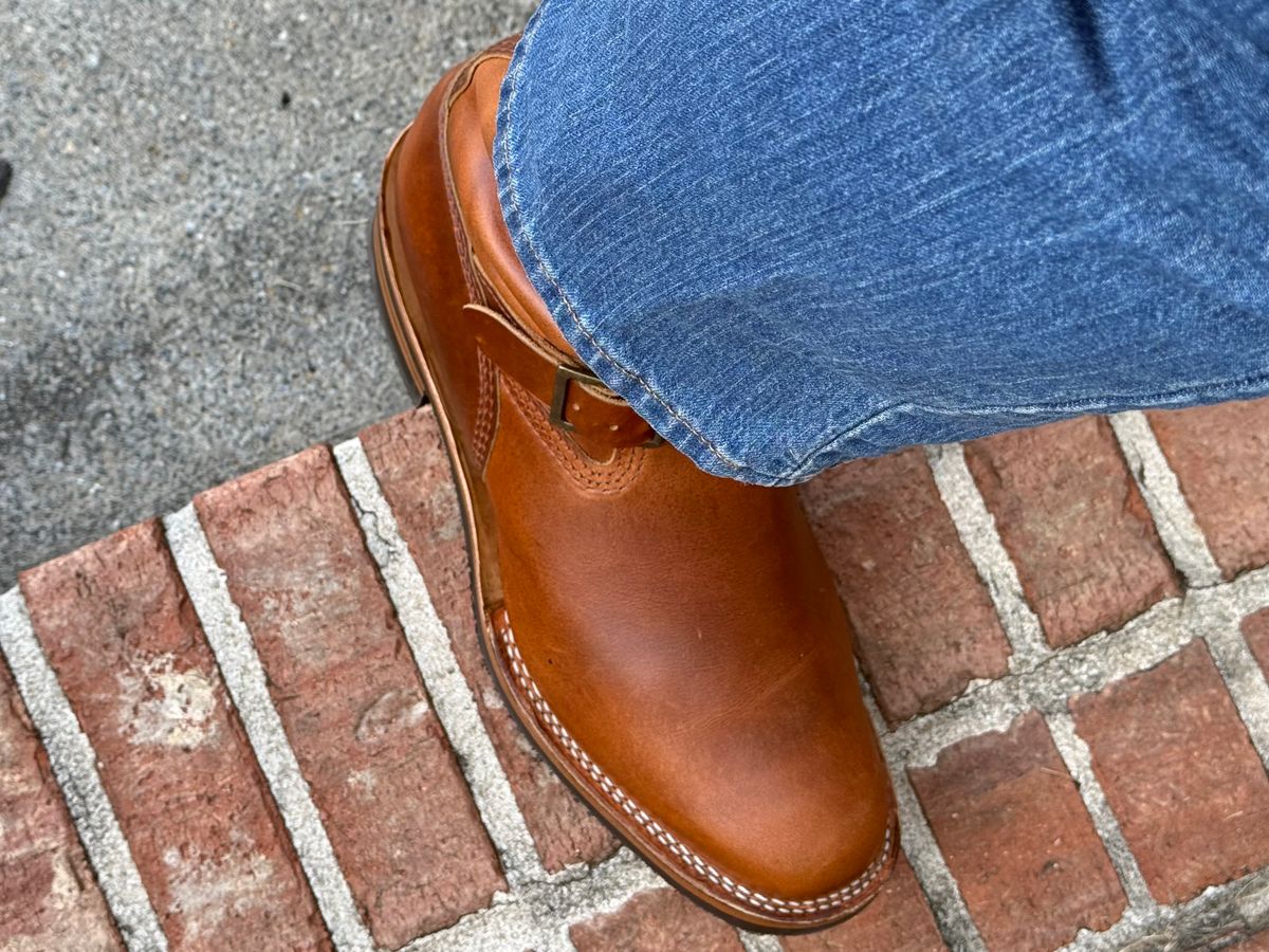 Photo by BigDawg308 on August 16, 2025 of the Wesco Boss Engineer Boot in Seidel British Tan Domain.