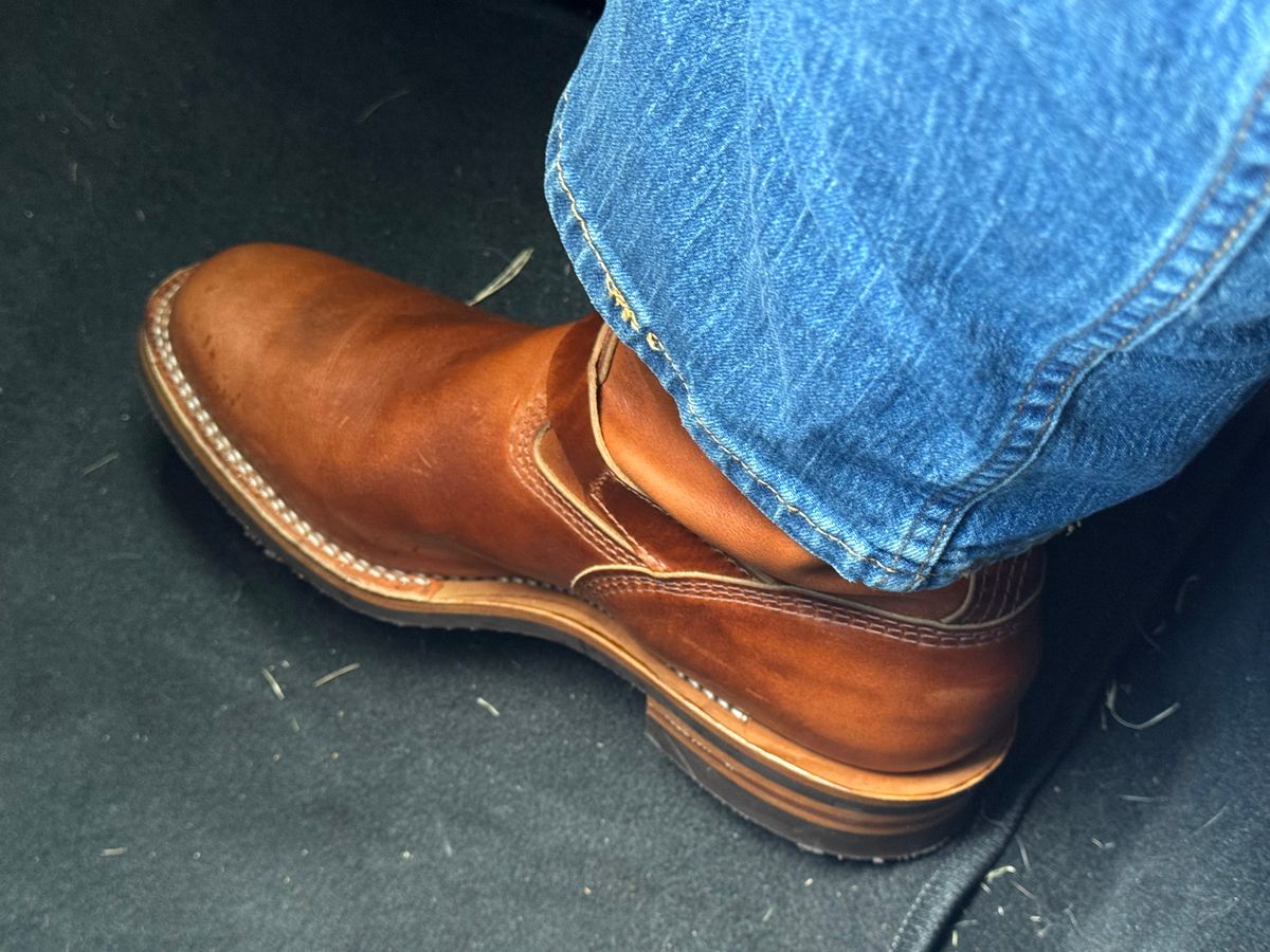 Photo by BigDawg308 on August 16, 2025 of the Wesco Boss Engineer Boot in Seidel British Tan Domain.