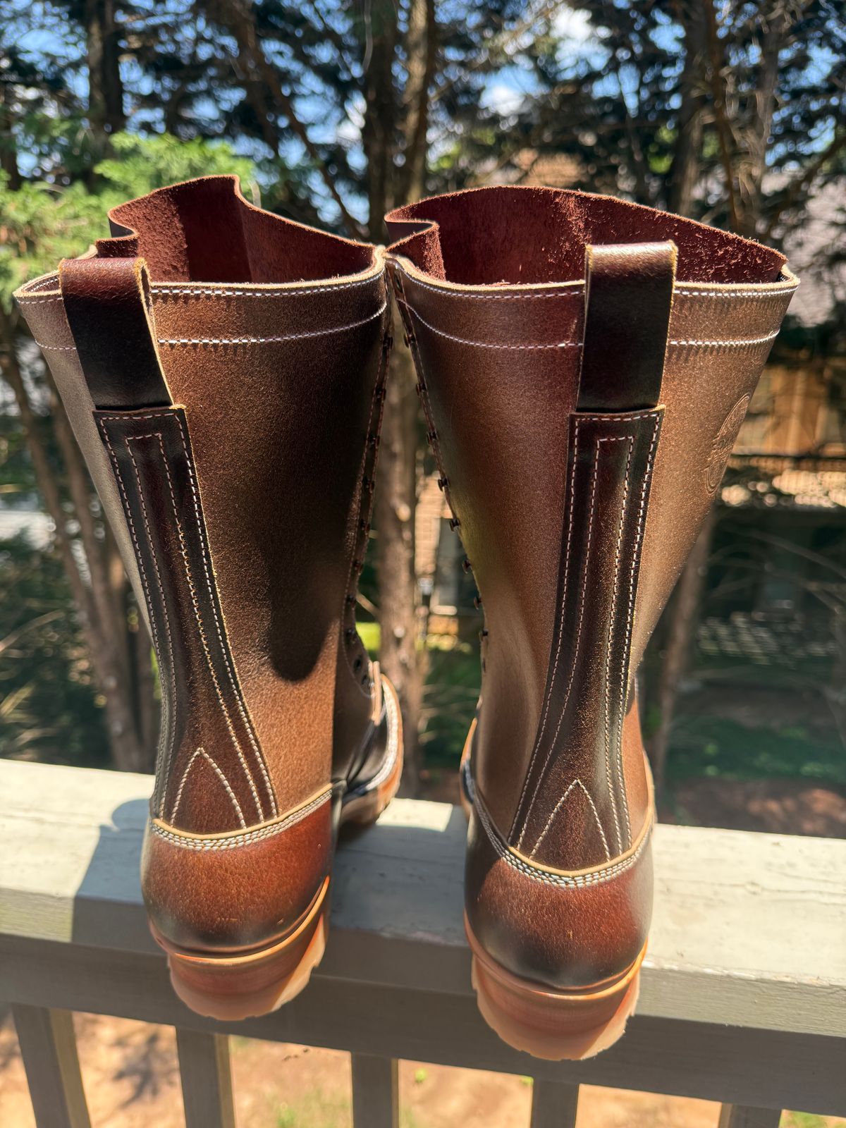 Photo by BigDawg308 on July 9, 2025 of the Frank's Boots Lace-To-Toe in Horween Cinnamon Waxed Flesh & Horween Natural Waxed Flesh & Horween Black Waxed Flesh.