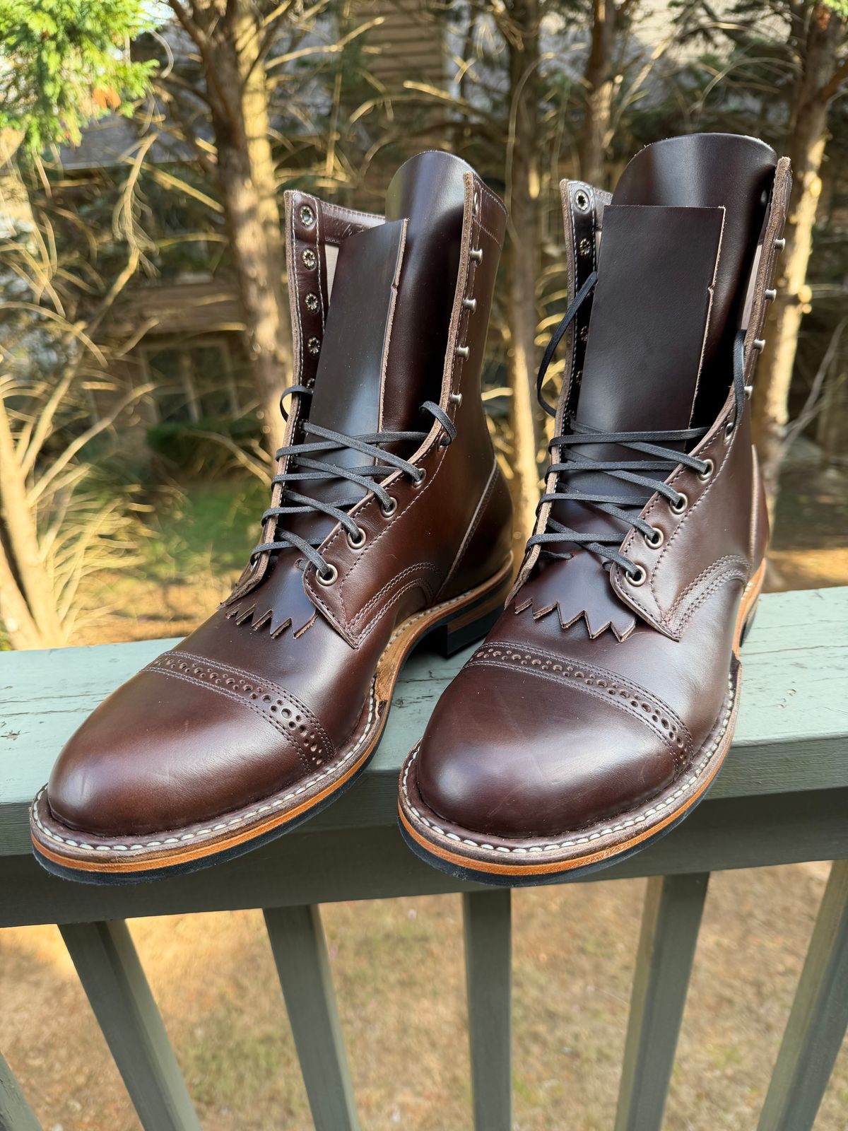 Photo by BigDawg308 on November 15, 2025 of the White's MP-Sherman Toe Cap in Horween Brown Chromexcel Horsehide.