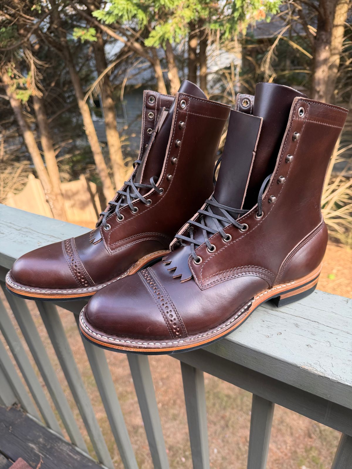 Photo by BigDawg308 on November 15, 2025 of the White's MP-Sherman Toe Cap in Horween Brown Chromexcel Horsehide.