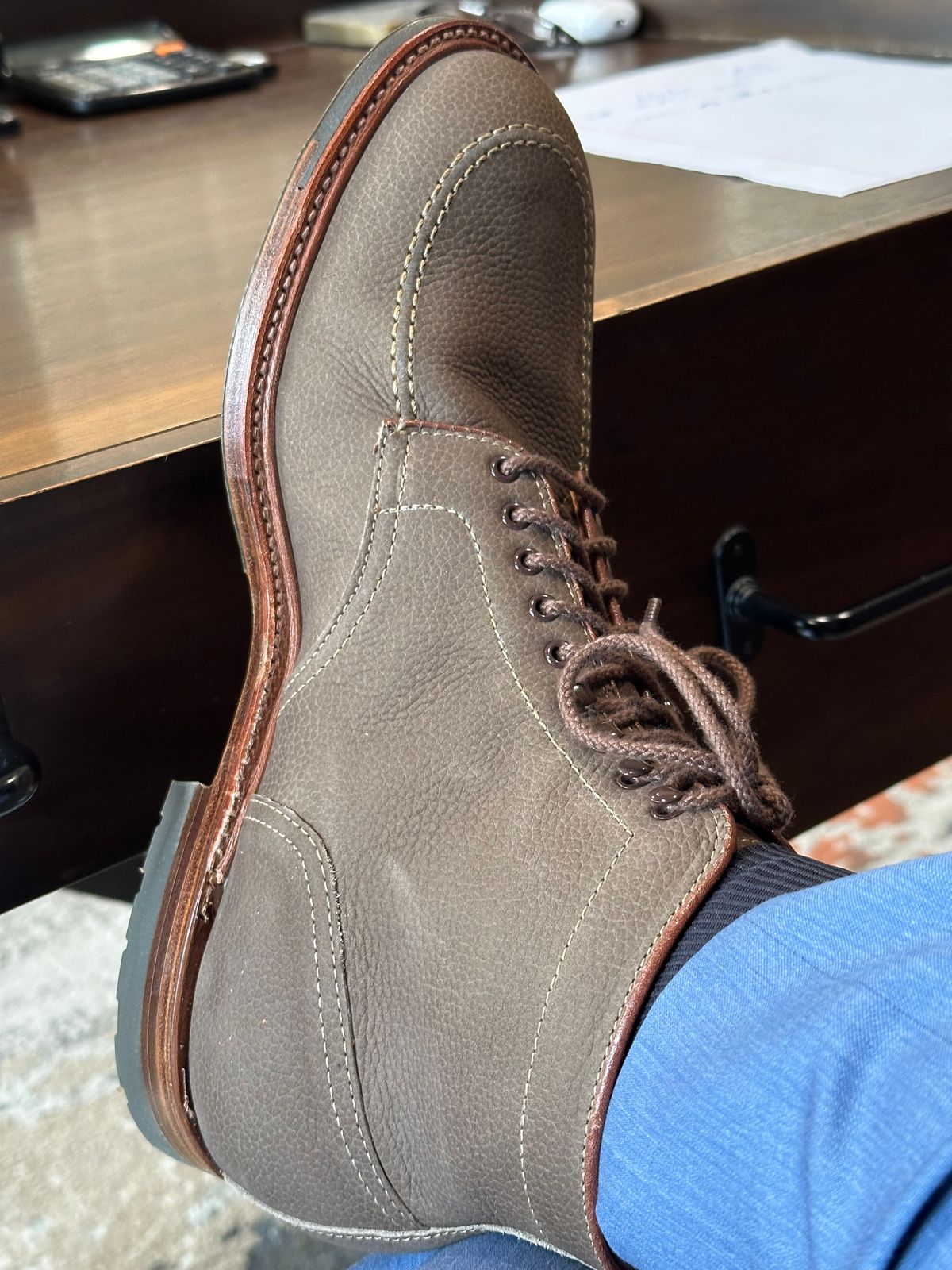 Photo by PMap on June 17, 2026 of the Alden Indy Boot in Clay Tumbled Nubuck.